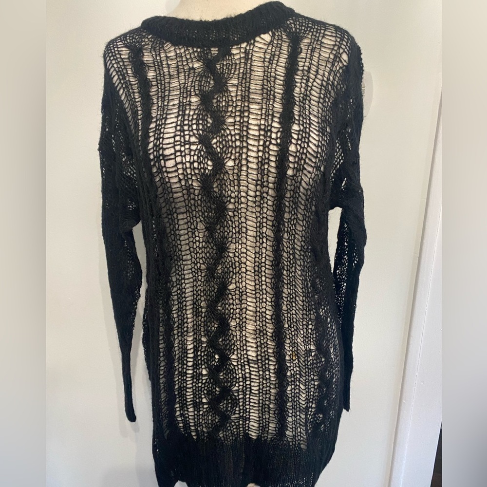 ZARA Black Openwork Knit Sweater - Size XS/S - NEW